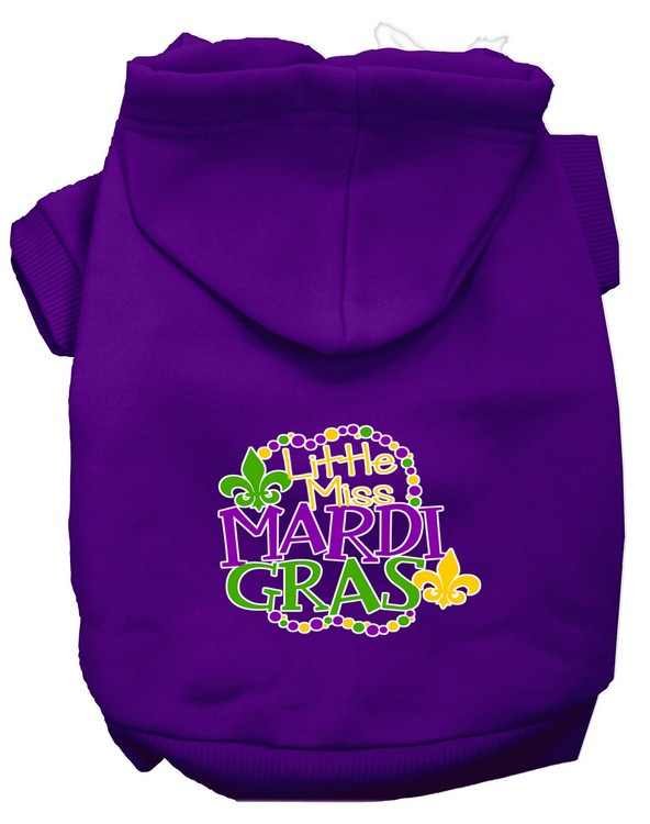 Miss Mardi Gras Screen Print Mardi Gras Dog Hoodie Purple XXXL